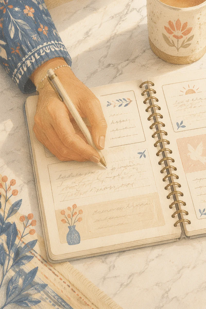 Hand Writing in Morning Prayer Journal