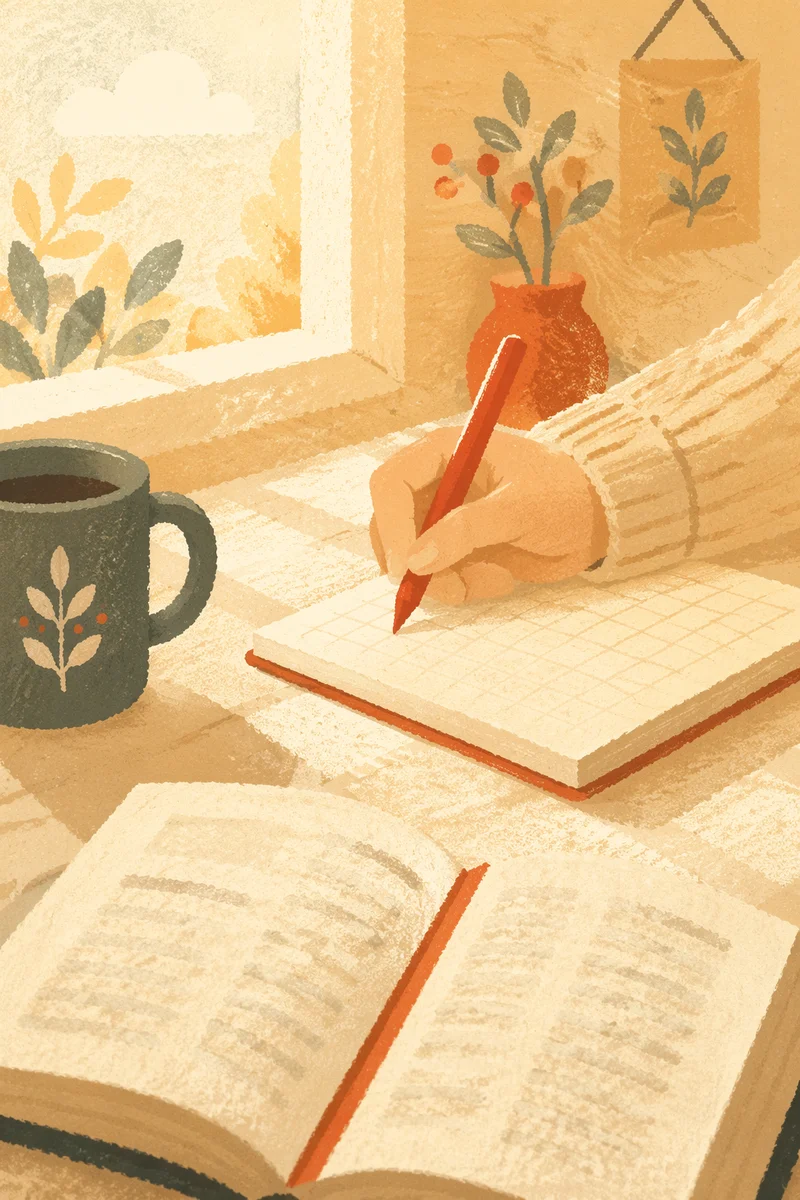 Morning Prayer Journal Writing with Red Pen
