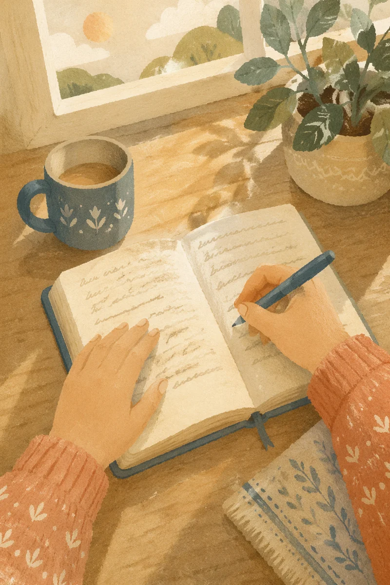 Hands Writing in Morning Prayer Journal