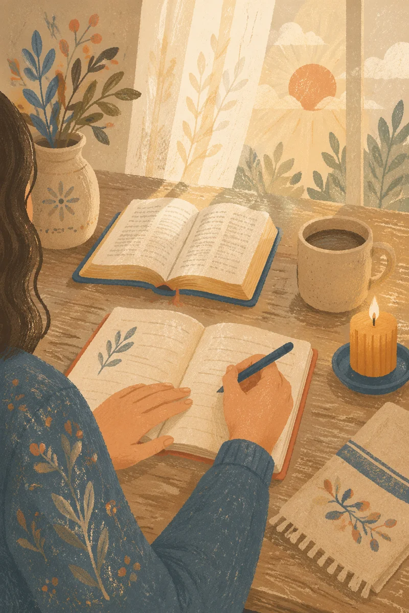 Morning Prayer Journal at Kitchen Table