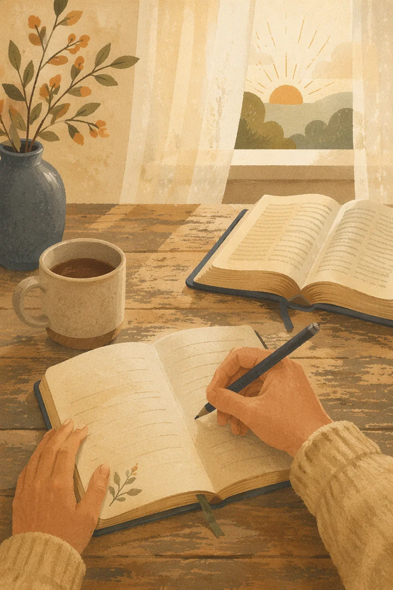 Morning Prayer Journal Writing at Kitchen Table