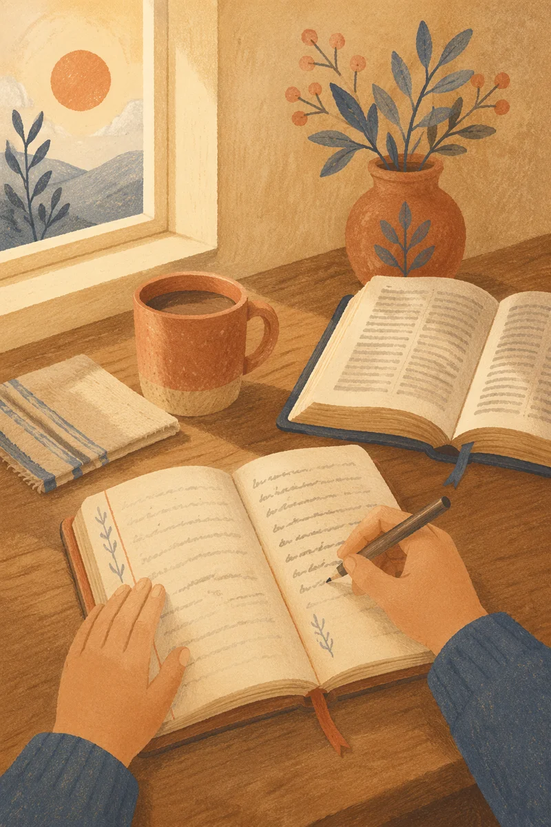 Hands Writing in a Quiet Prayer Journal