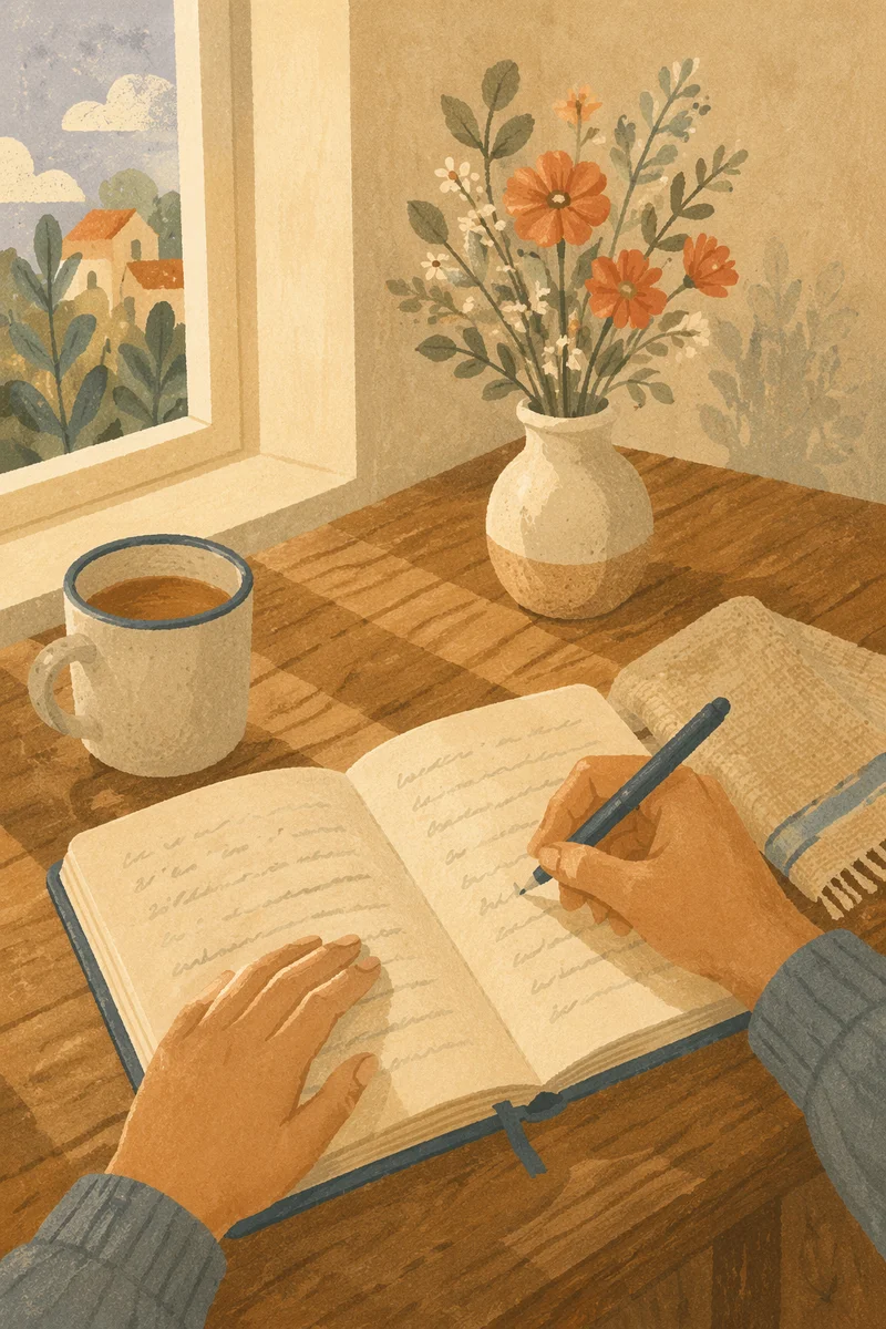 Morning Prayer Journal Writing at Breakfast Table