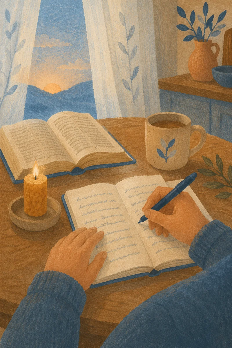 Morning Prayer Journal at Kitchen Table
