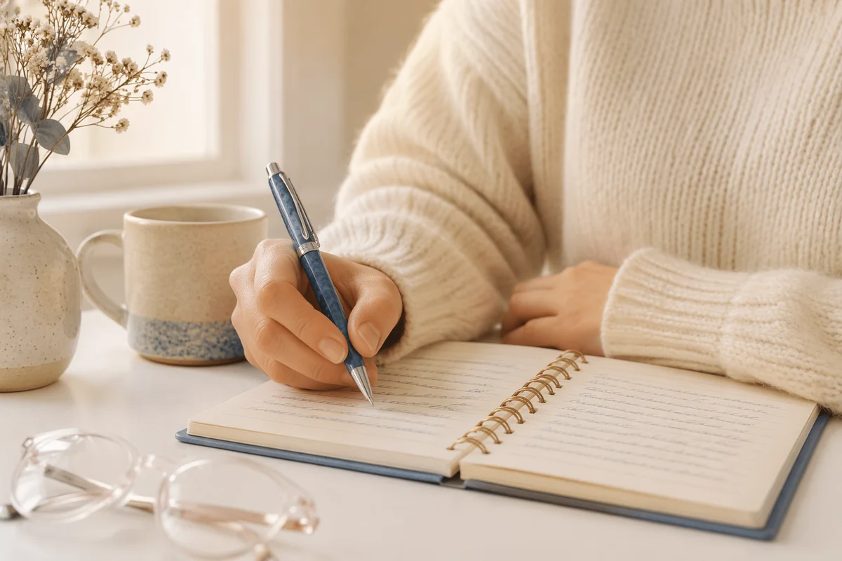 Hand Writing Reflections in Prayer Journal