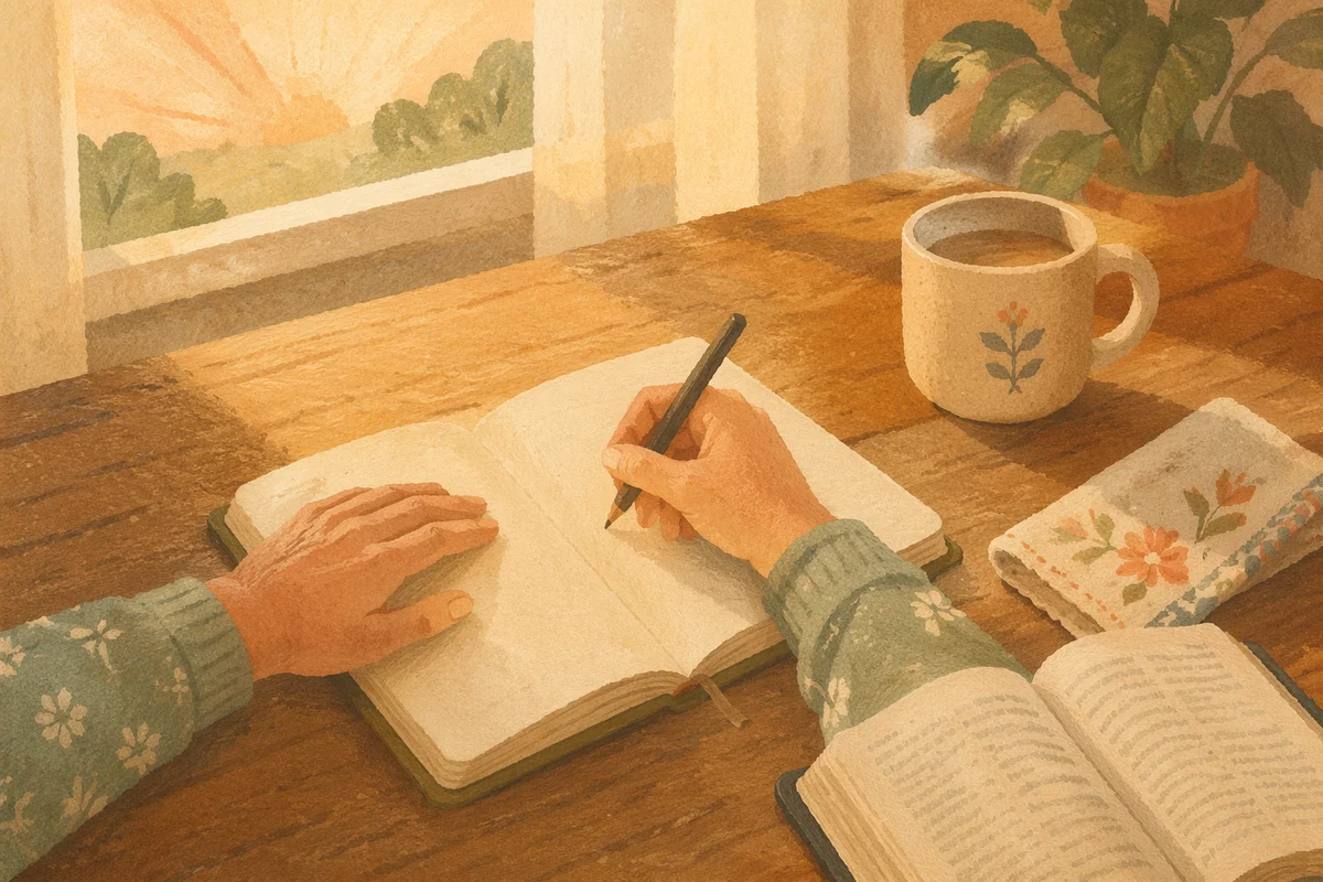 Morning Hands Writing in Prayer Journal