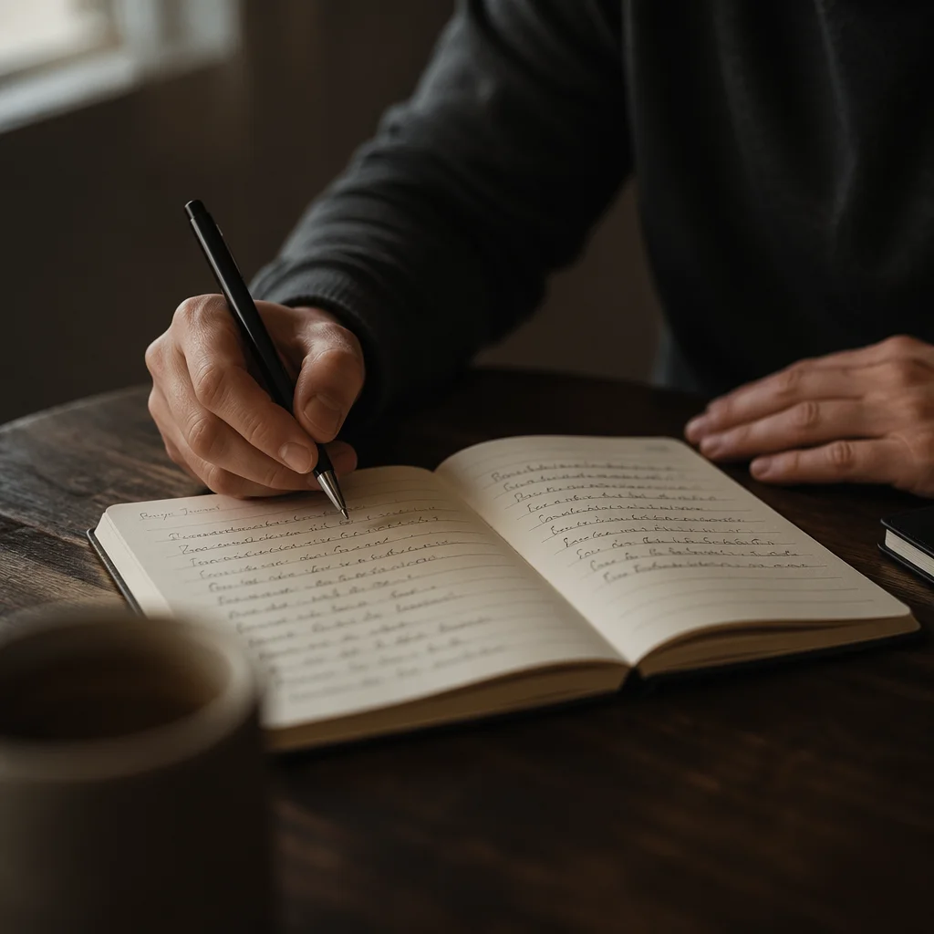 Hands Writing in a Quiet Prayer Journal