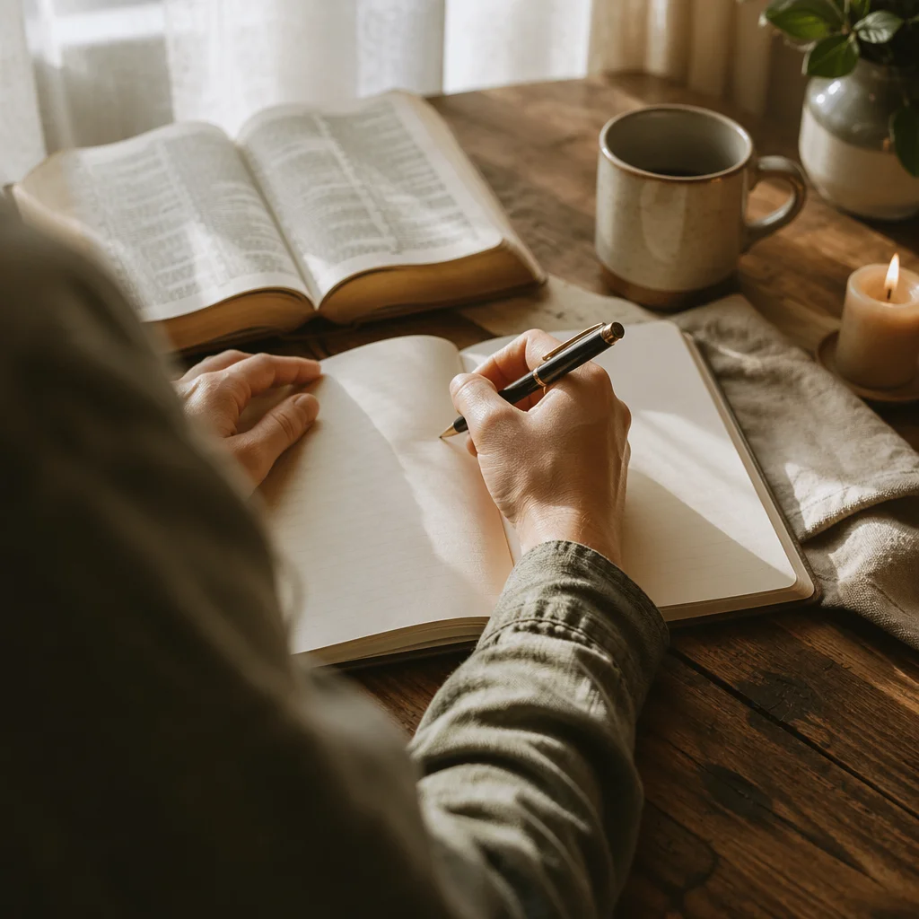 Morning Hands Writing in Prayer Journal