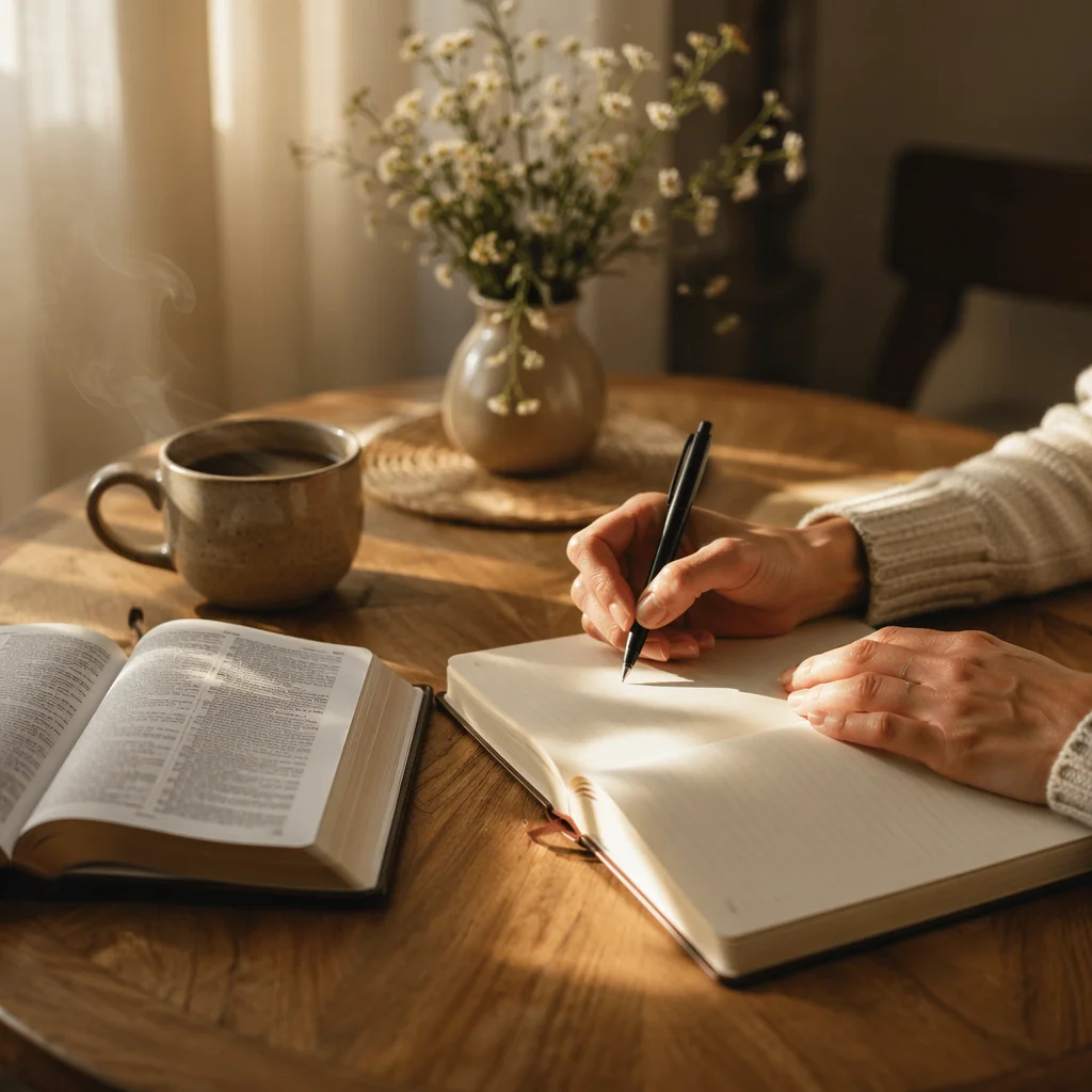 Morning Prayer Journal at Kitchen Table