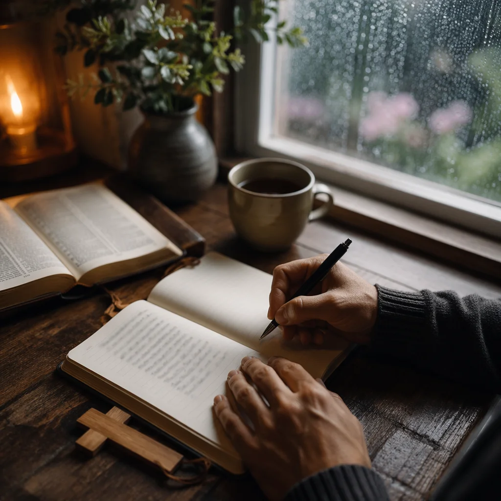 Morning Prayer Journal Writing by Window