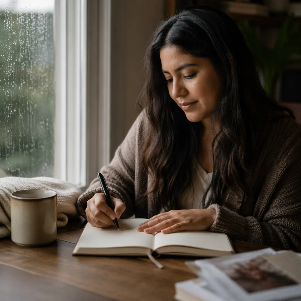 Young Woman Writing in Prayer Journal