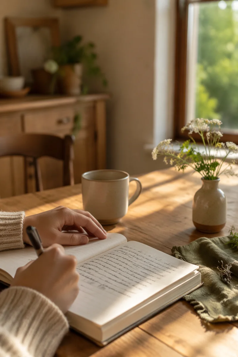 Morning Prayer Journal Writing at Kitchen Table