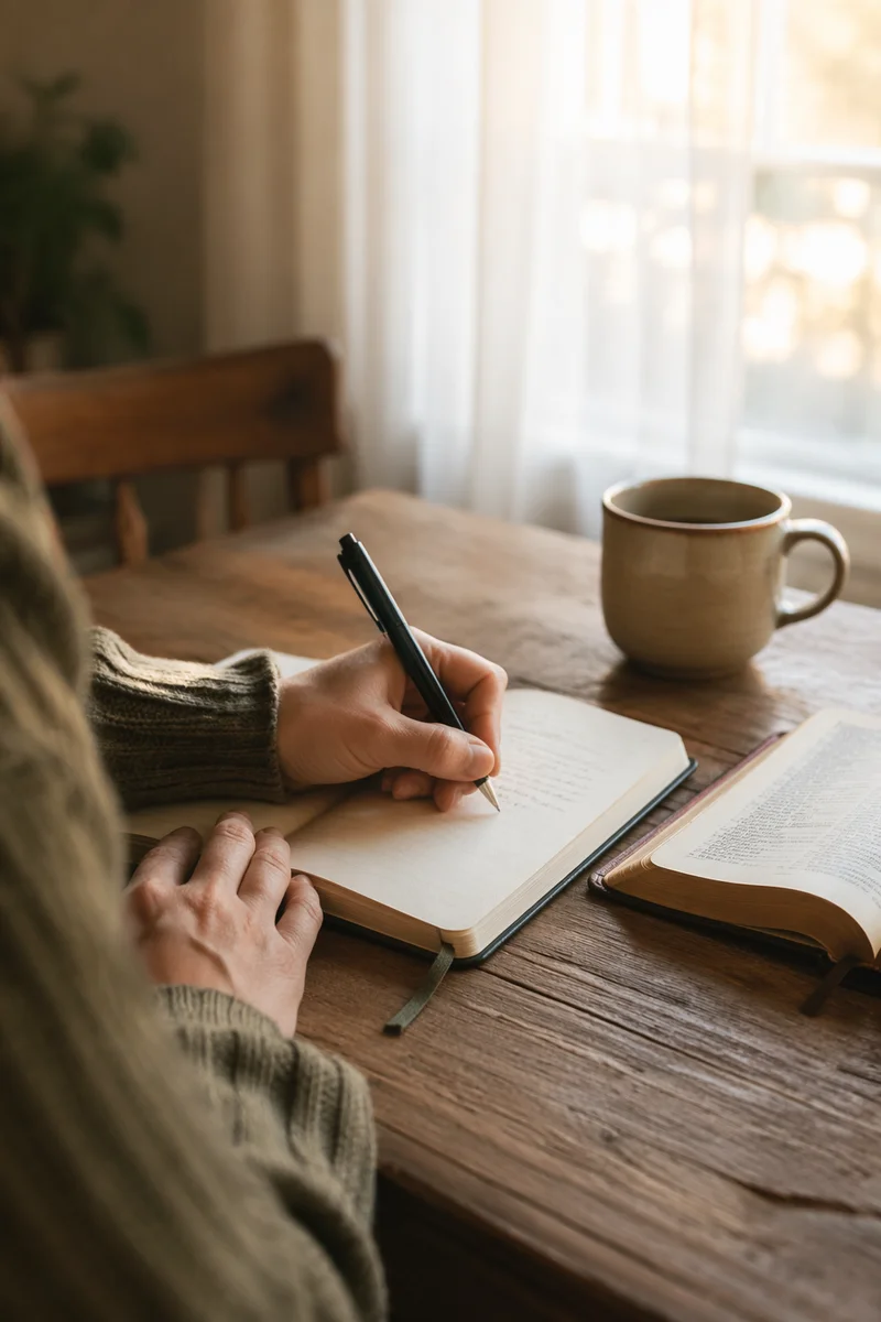 Morning Prayer Journal Writing at Kitchen Table