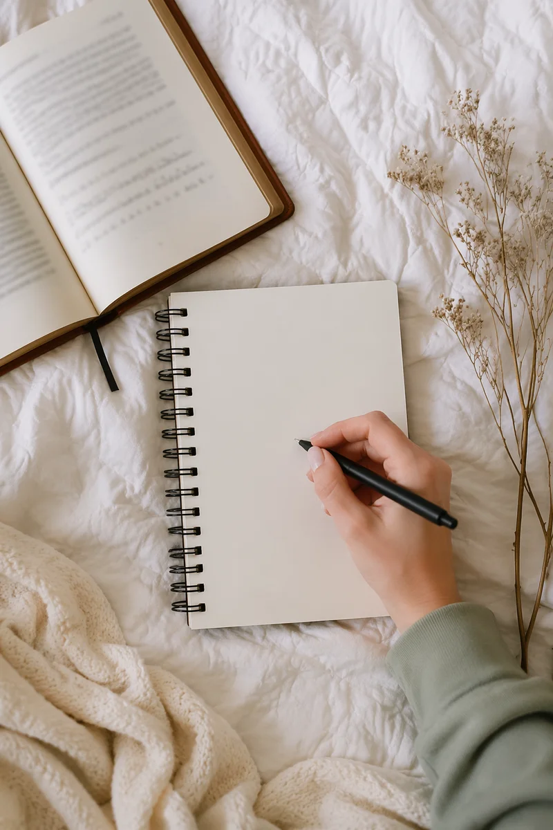 Hand Writing in Morning Prayer Journal