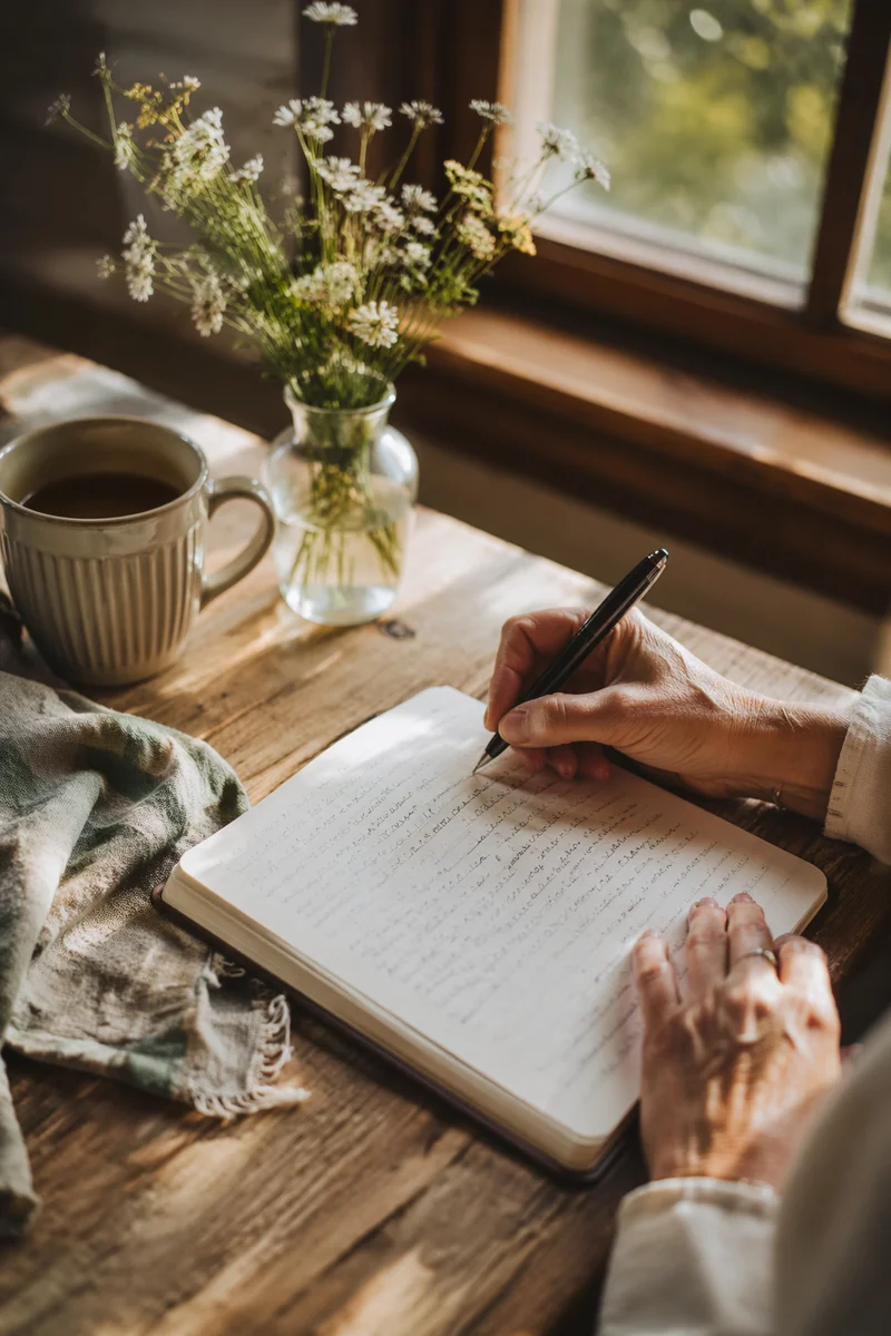 Morning Prayer Journal Writing at Breakfast Table