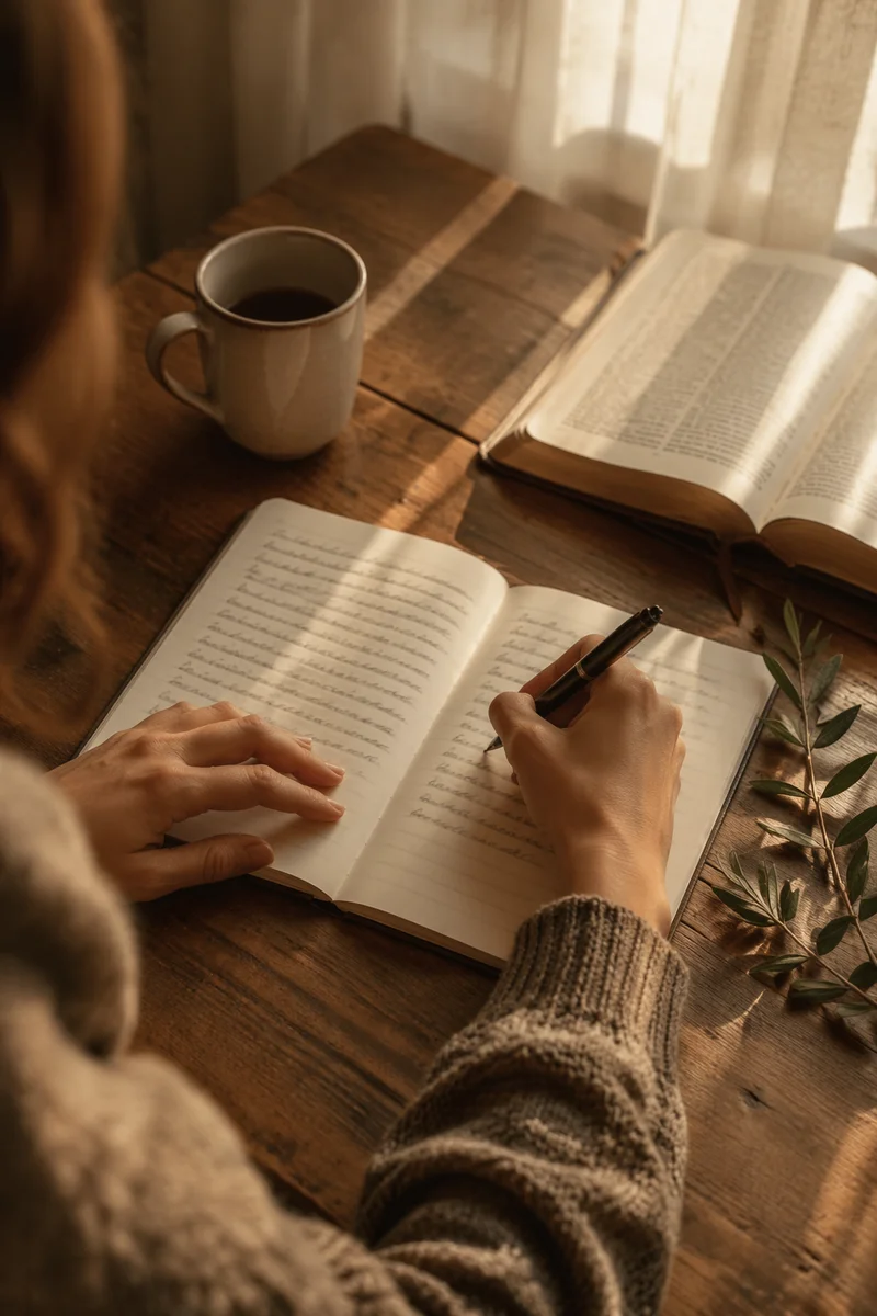 Morning Hands Writing in Prayer Journal