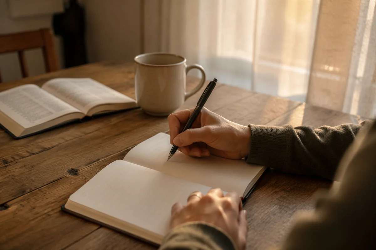 Morning Prayer Journal Writing at Kitchen Table