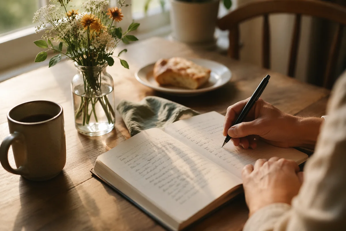 Morning Prayer Journal at Breakfast Table