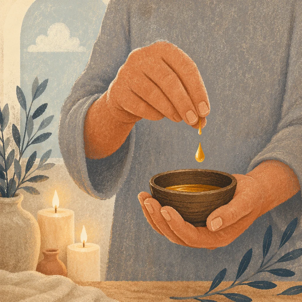 Hands Preparing Healing Prayer Anointing Oil