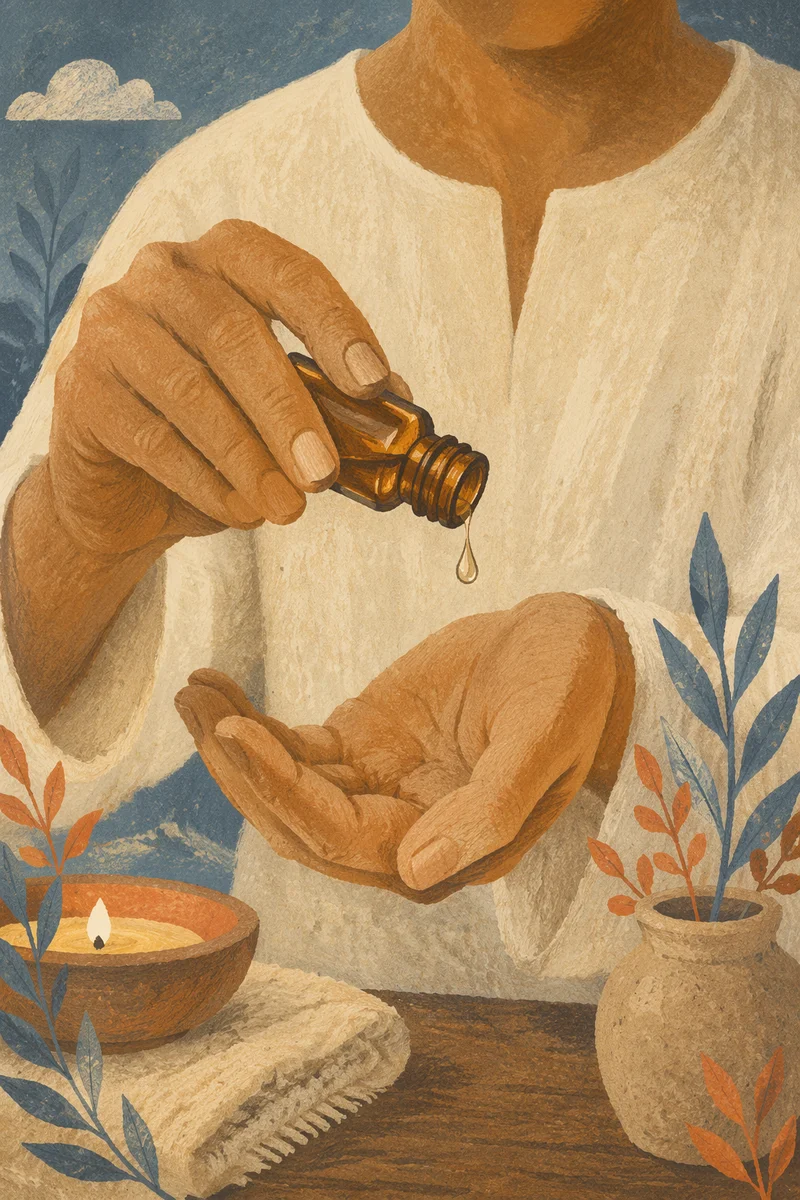 Hands Anointing With Oil in Prayer