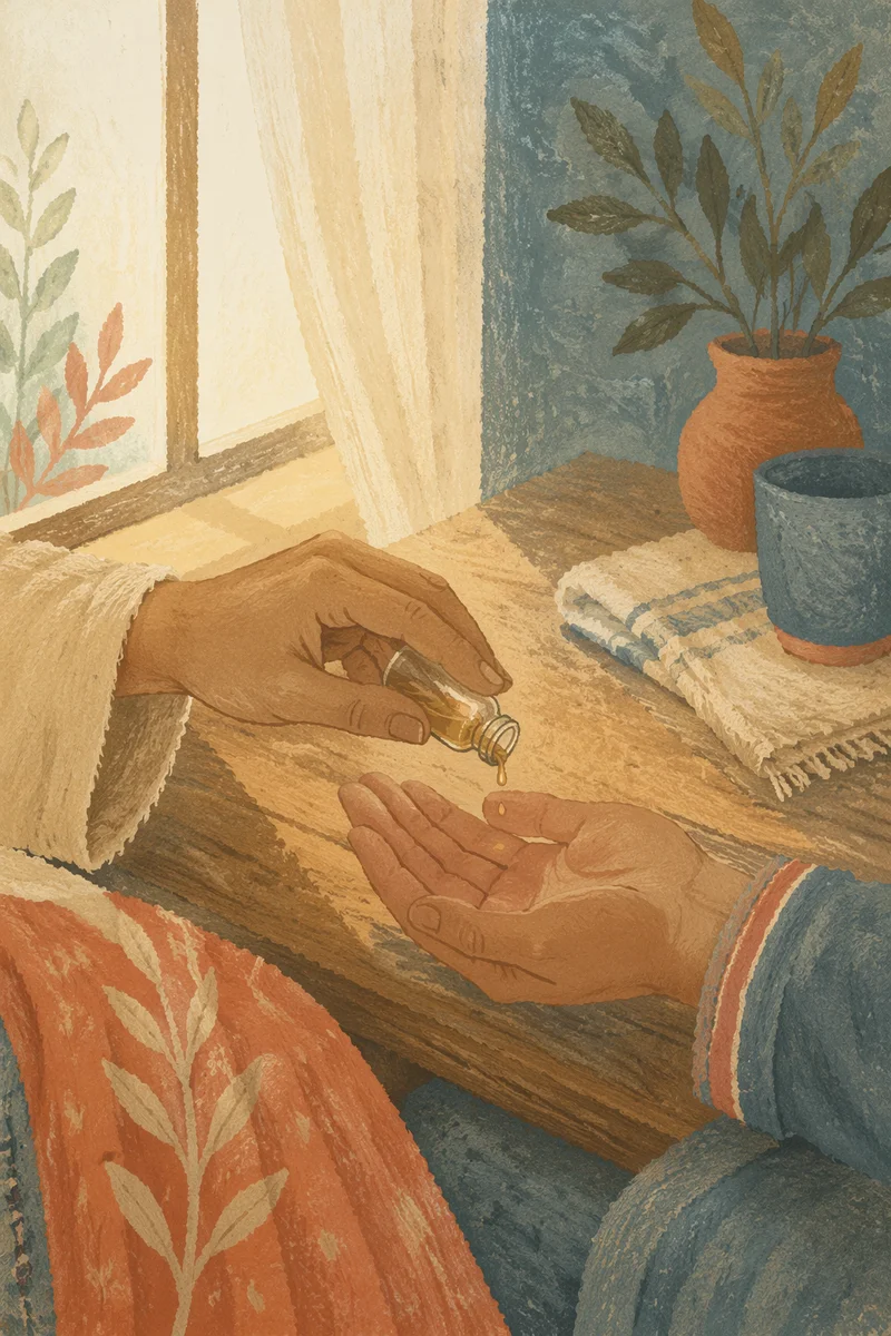 Hands Anointing with Oil in Prayer