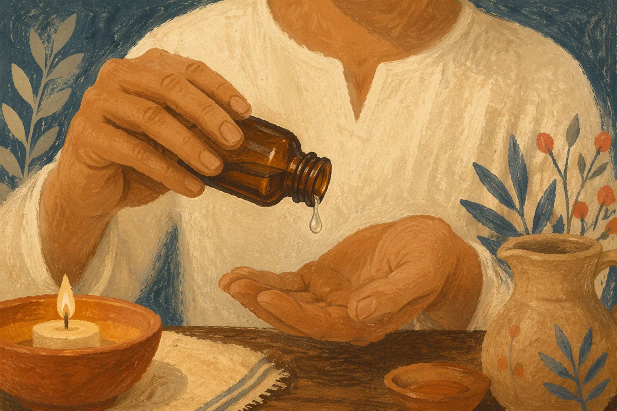 Hands Anointing With Oil in Prayer