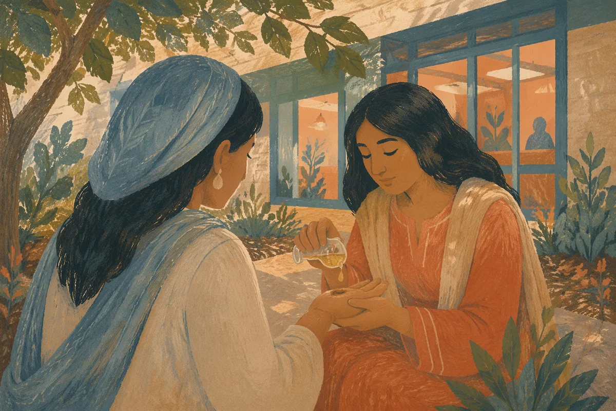Anointing Hands in Quiet Healing Prayer