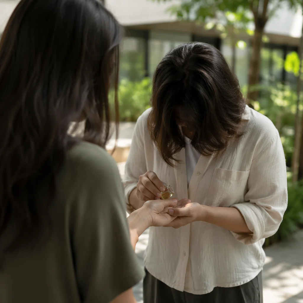 Hands Anointing With Oil in Healing Prayer