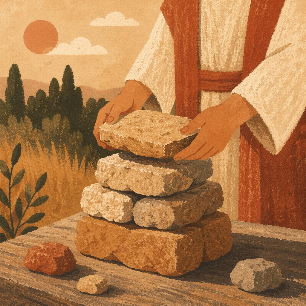 Hands Building Outdoor Stone Altar