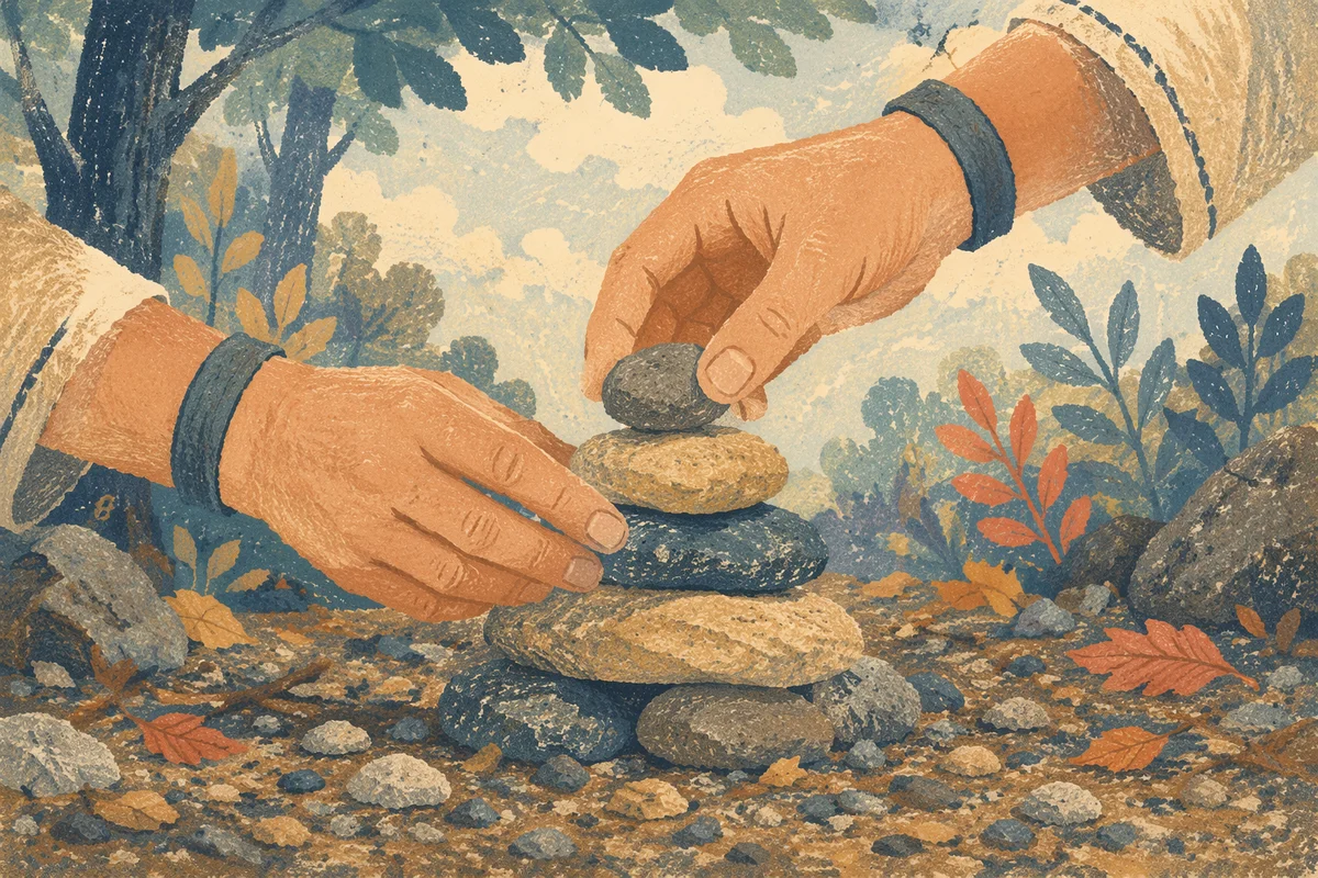 Hands Building Outdoor Stone Altar