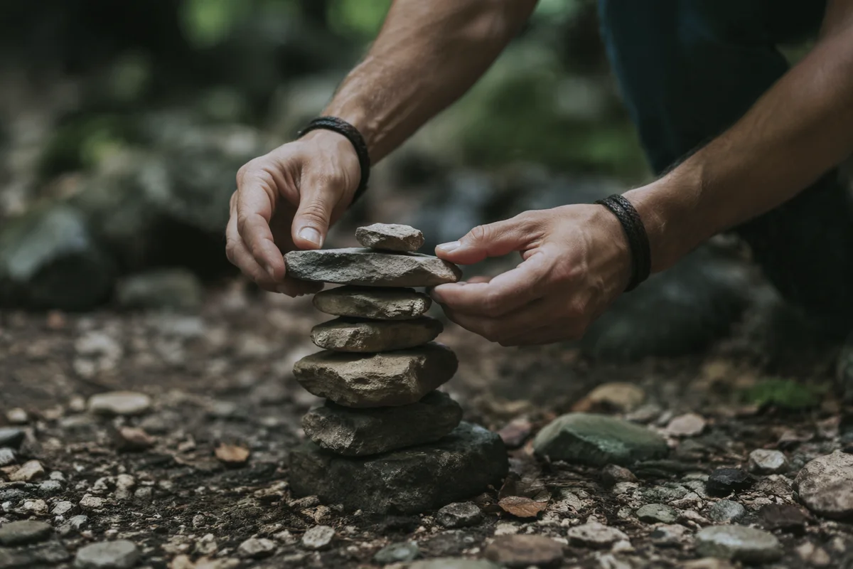 Hands Building Outdoor Stone Altar
