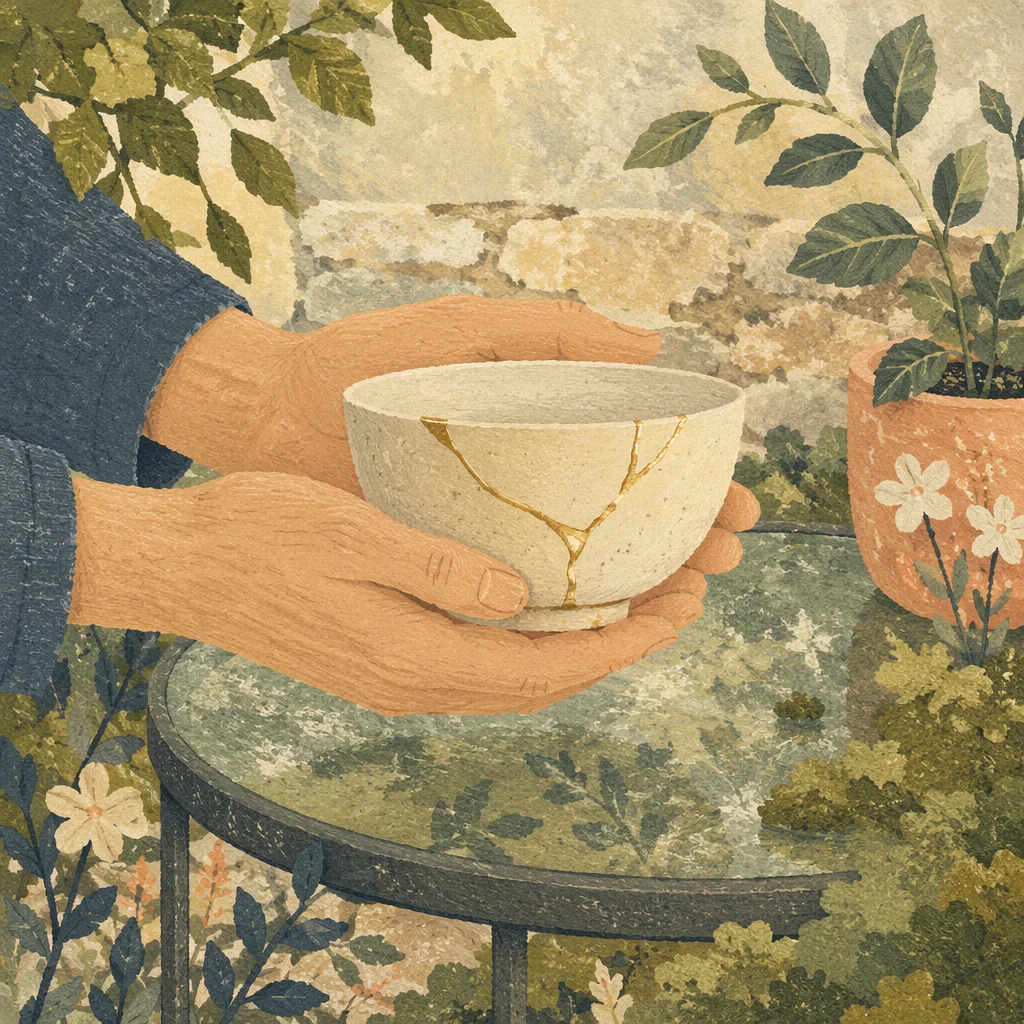 Hands Holding Kintsugi Bowl of Restoration