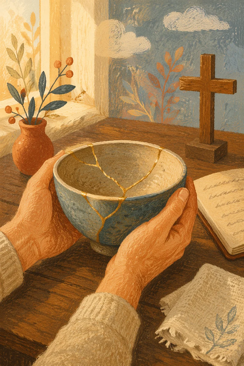 Hands Holding Kintsugi Bowl of Grace