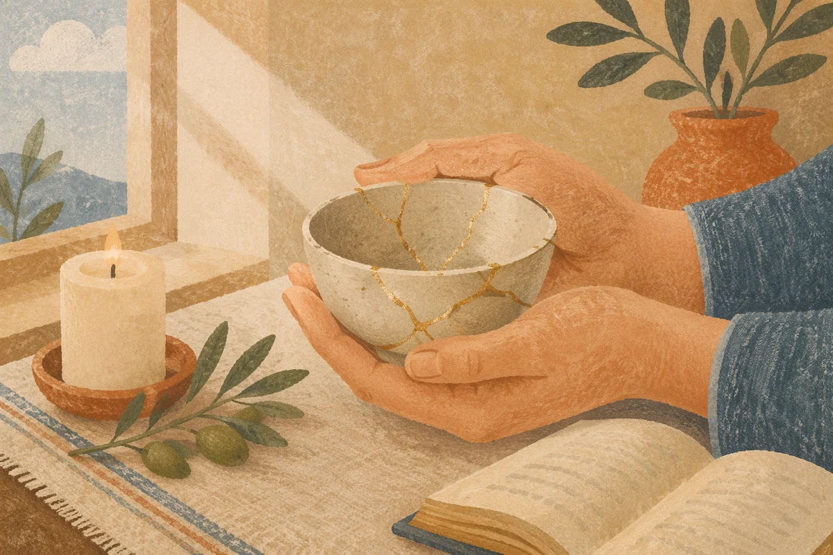 Hands Holding Kintsugi Bowl of Restoration