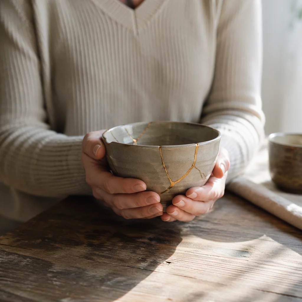 Hands Holding Kintsugi Bowl of Healing