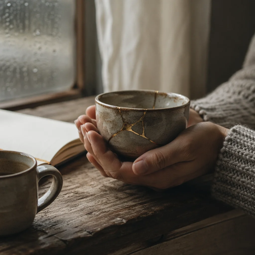 Hands Holding Kintsugi Bowl of Healing