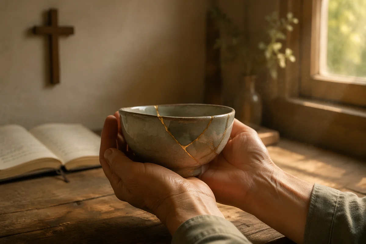 Hands Holding Kintsugi Bowl of Grace