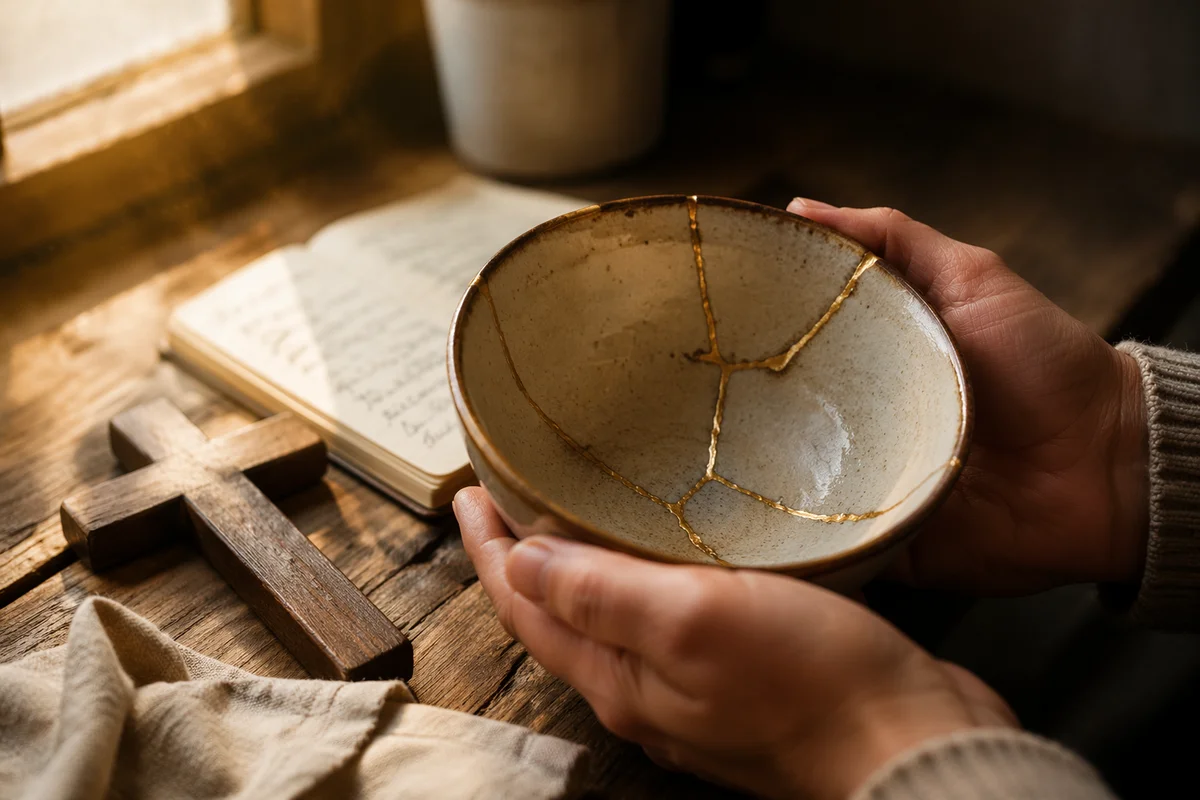 Hands Holding Kintsugi Bowl of Restoration