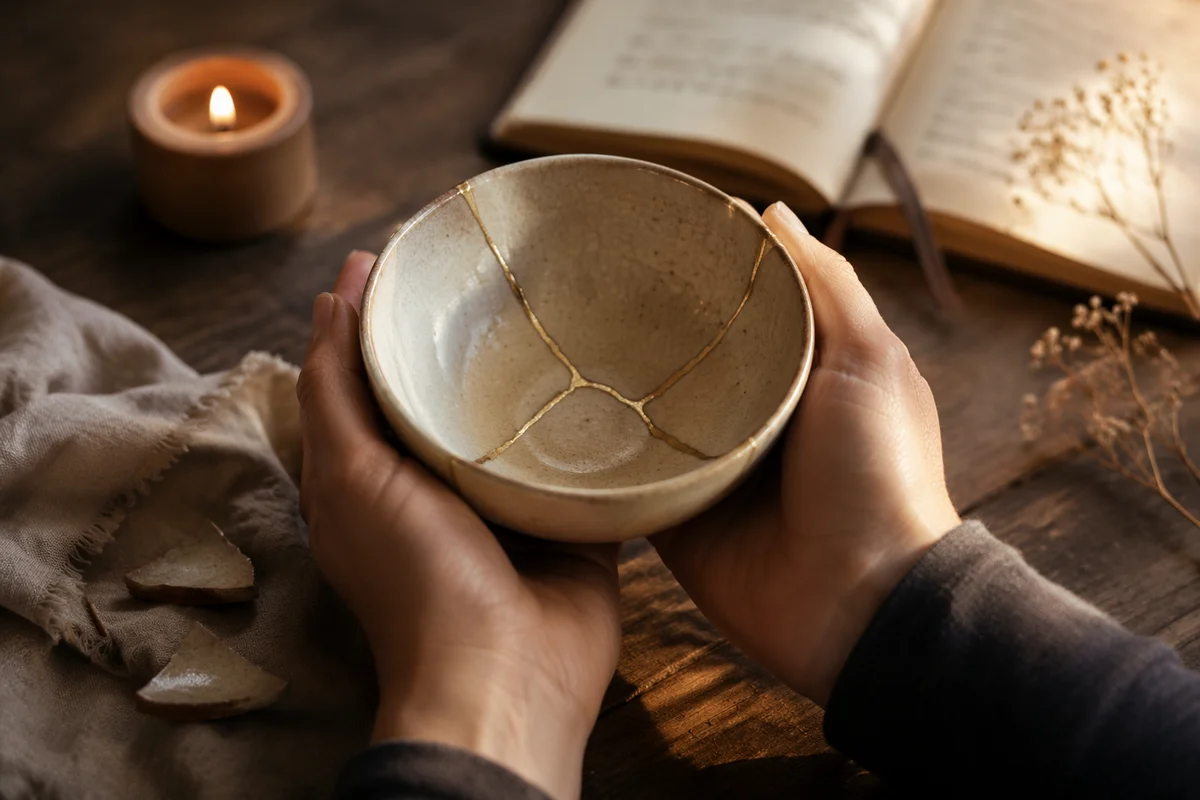 Hands Holding Kintsugi Bowl of Grace