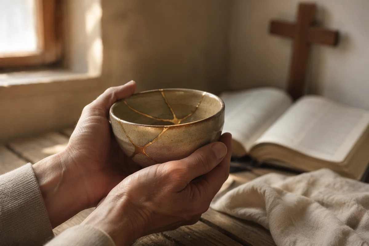 Hands Holding Kintsugi Bowl of Restoration