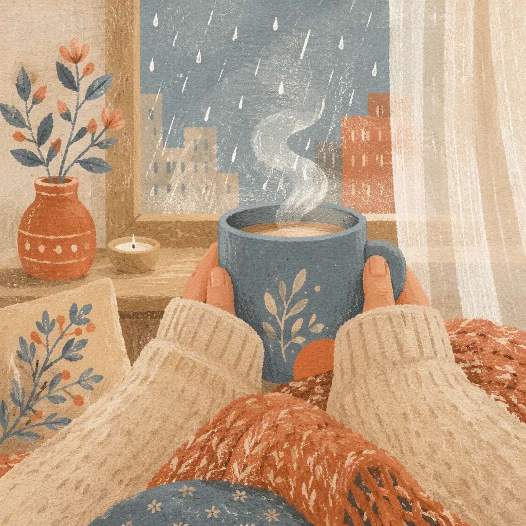 Cozy Hands Holding Warm Morning Mug