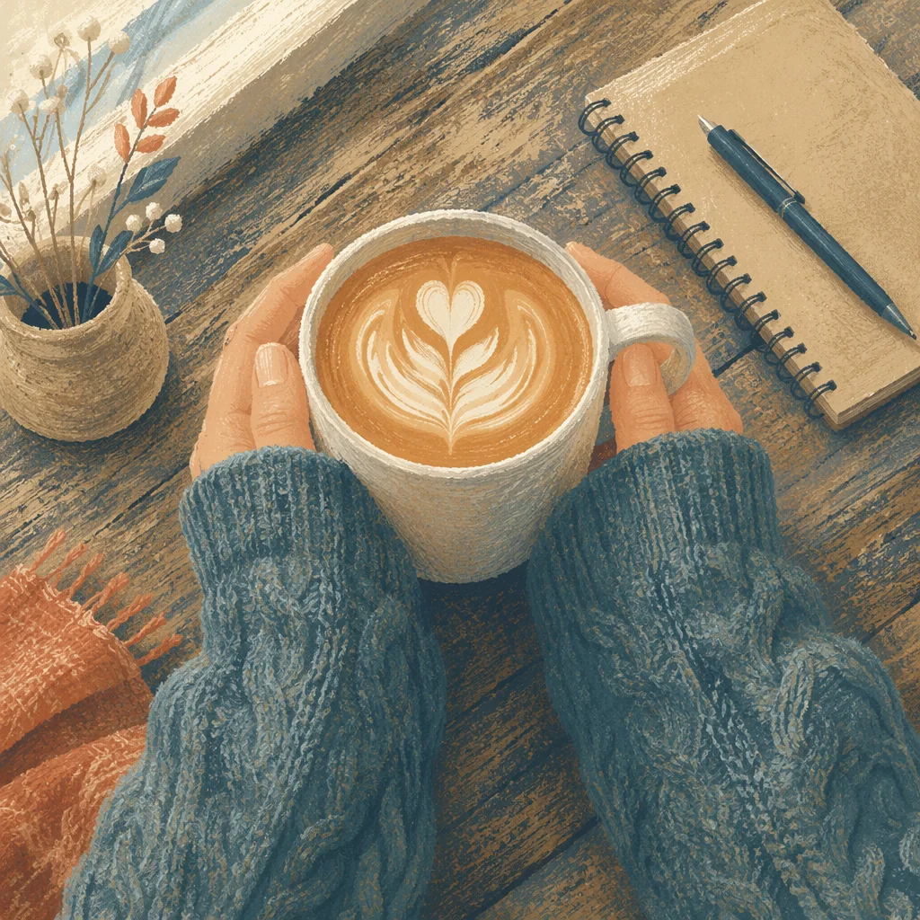 Cozy Hands Holding Warm Latte Mug