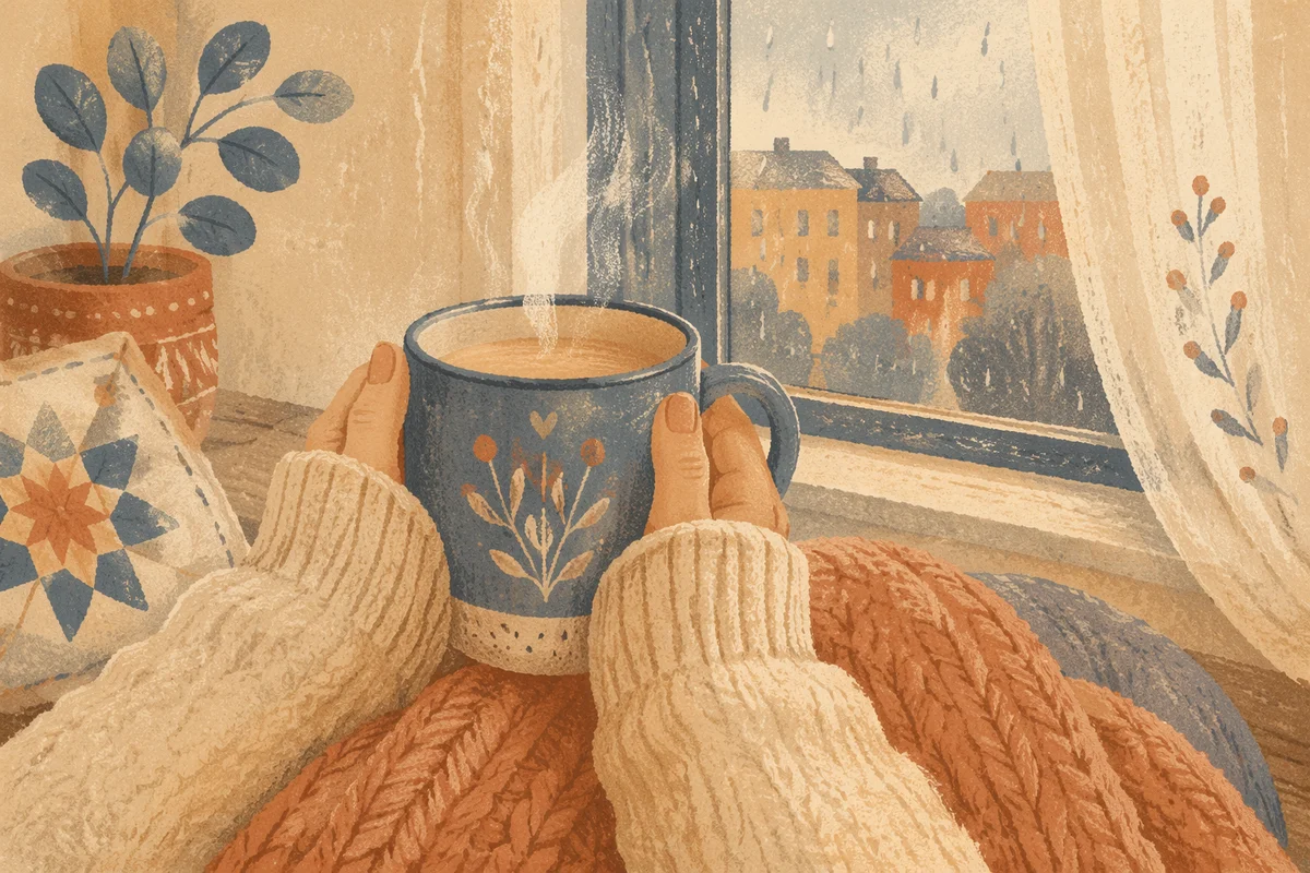 Cozy Hands Holding Warm Morning Mug