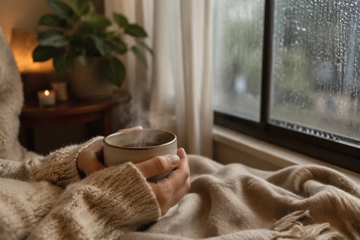 Cozy Hands Holding Warm Morning Mug
