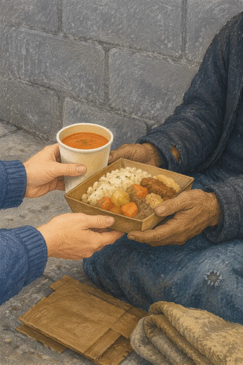 Compassionate Hands Serving Food to the Homeless
