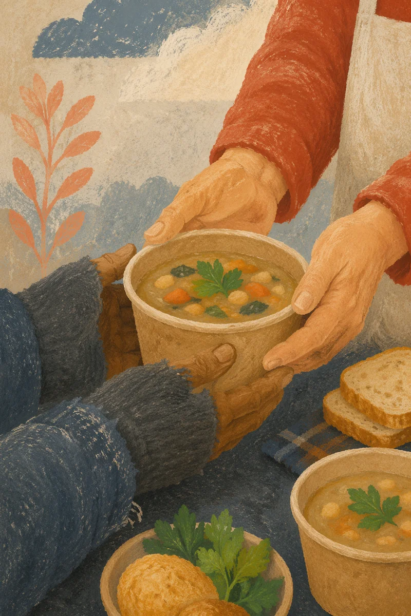 Compassionate Hands Sharing Warm Meal