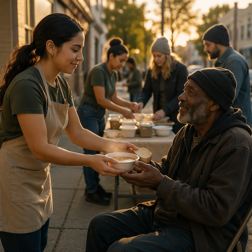Community Meal Service on City Sidewalk