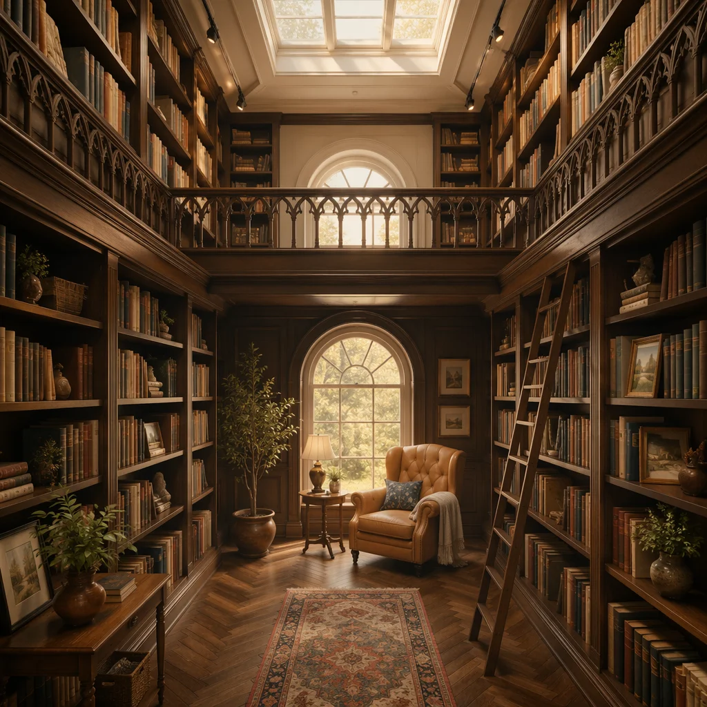 Elegant Home Library Reading Corner