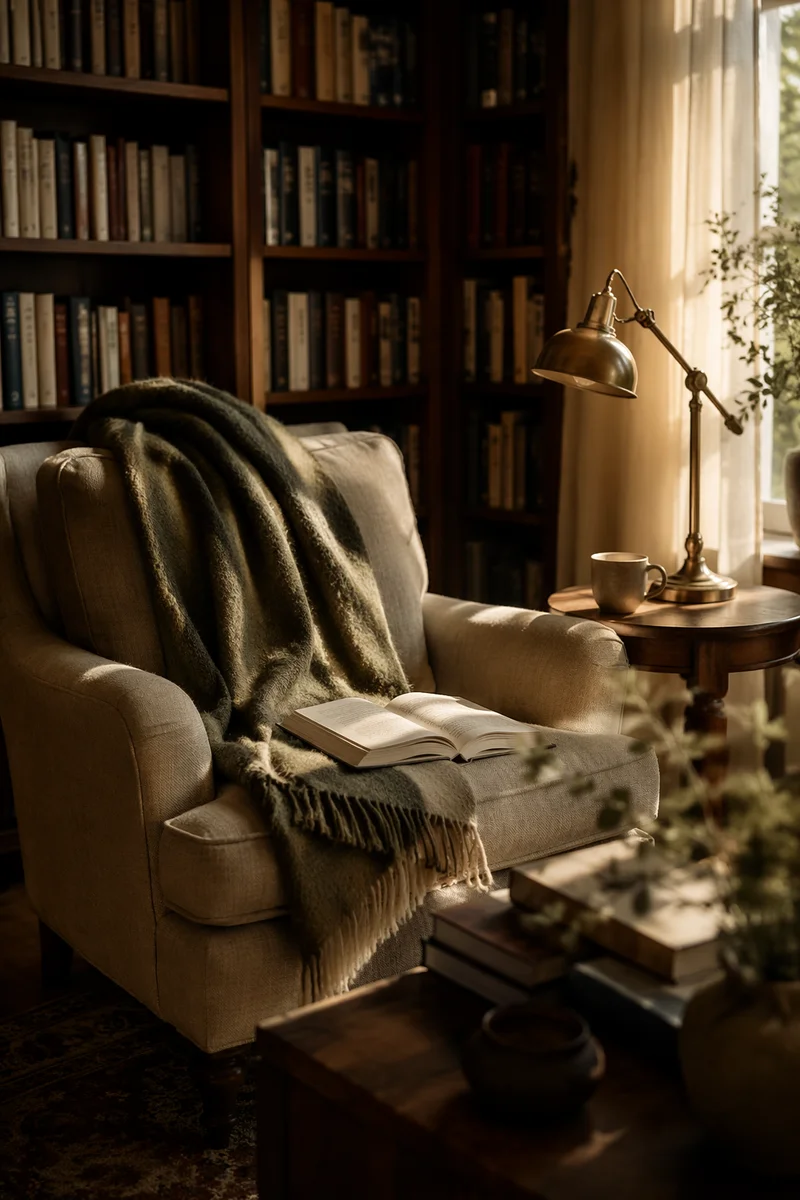 Cozy Home Library Reading Corner