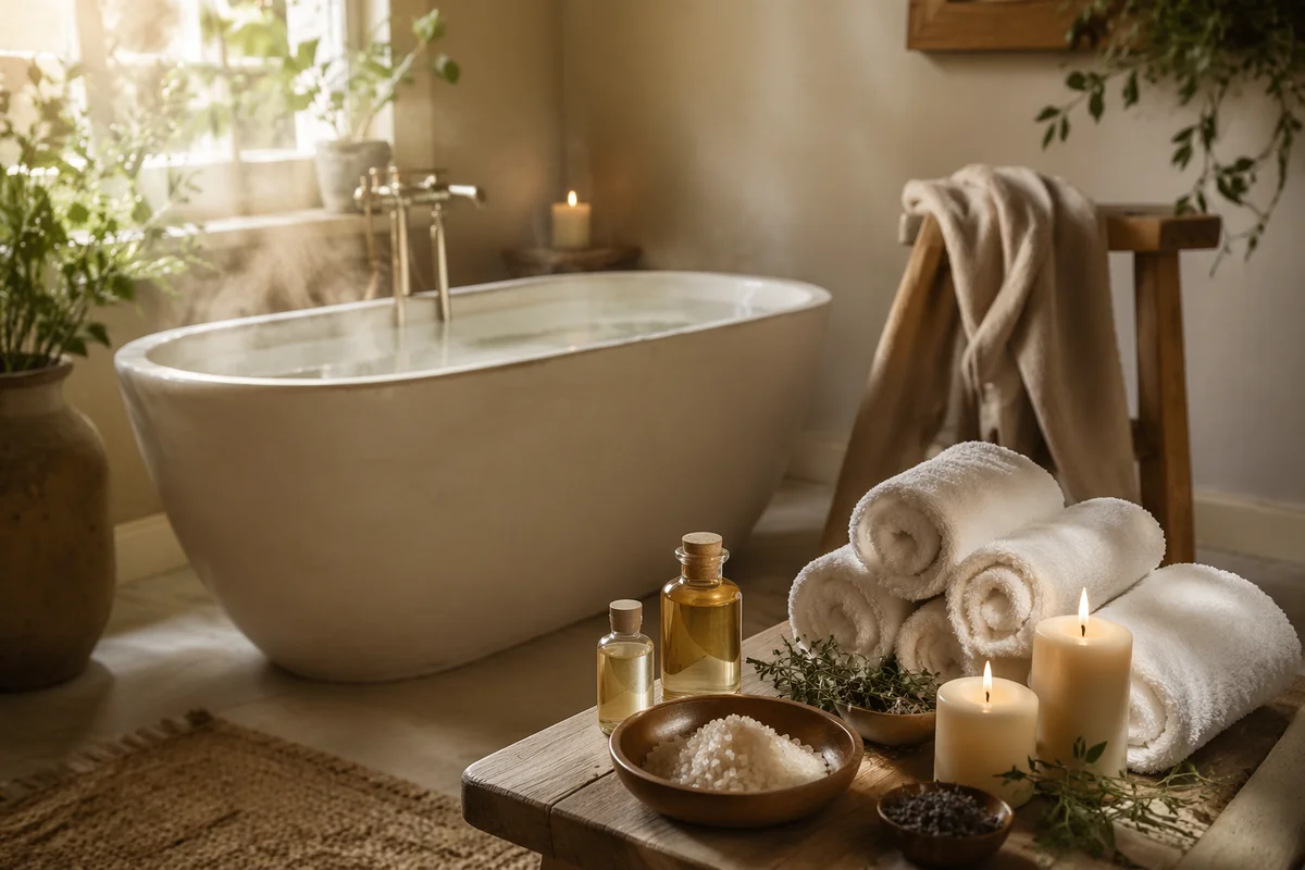Serene Home Spa Bath with Candles